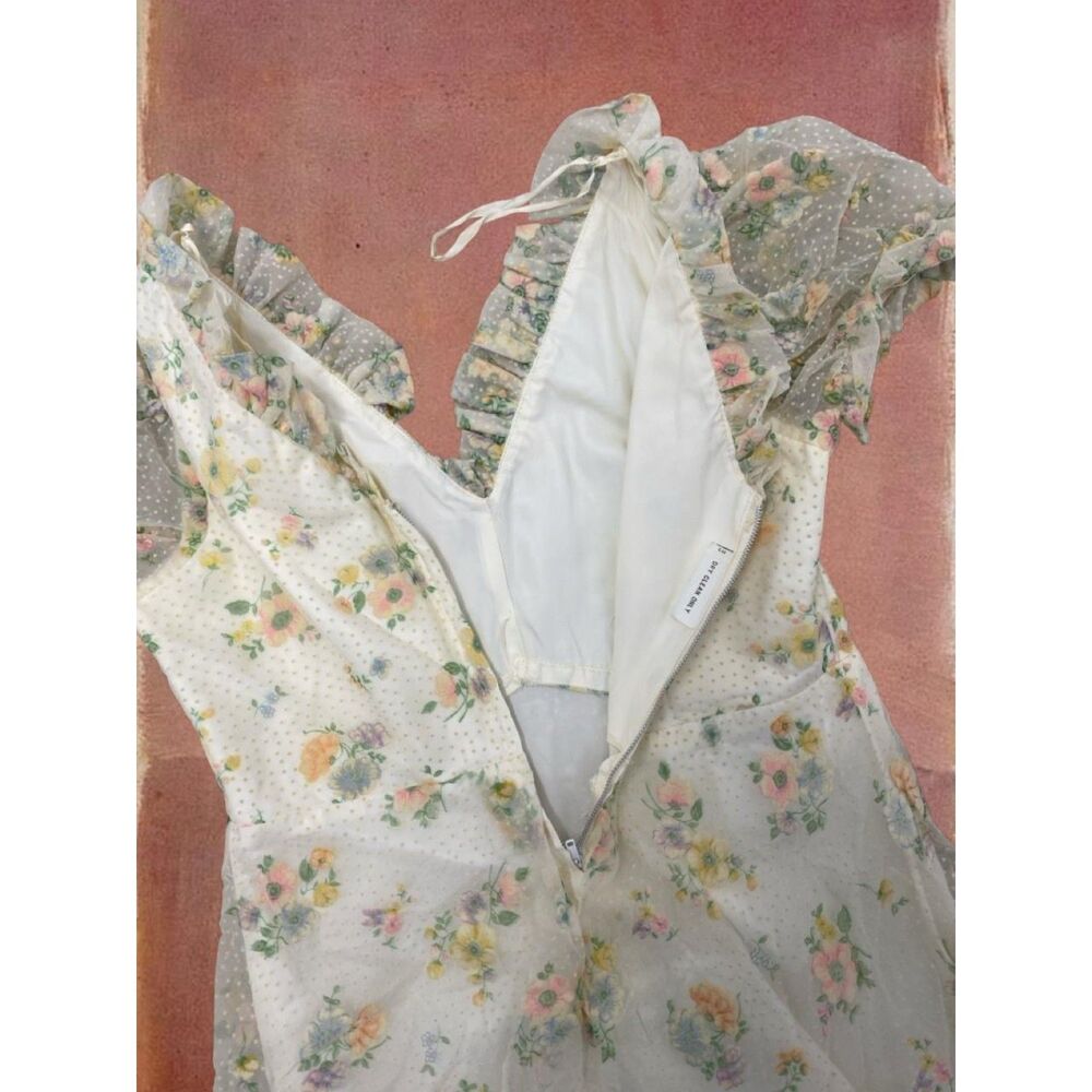 Vintage Garden Party Cottage Antique Style Coquette Feminine Floral Maxi Dress - Picture 5 of 8